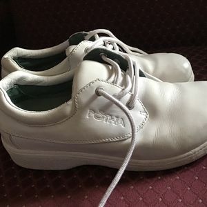 White Pothia Lace Up Low Wedge Leather Oxford for Nursing/Healthcare